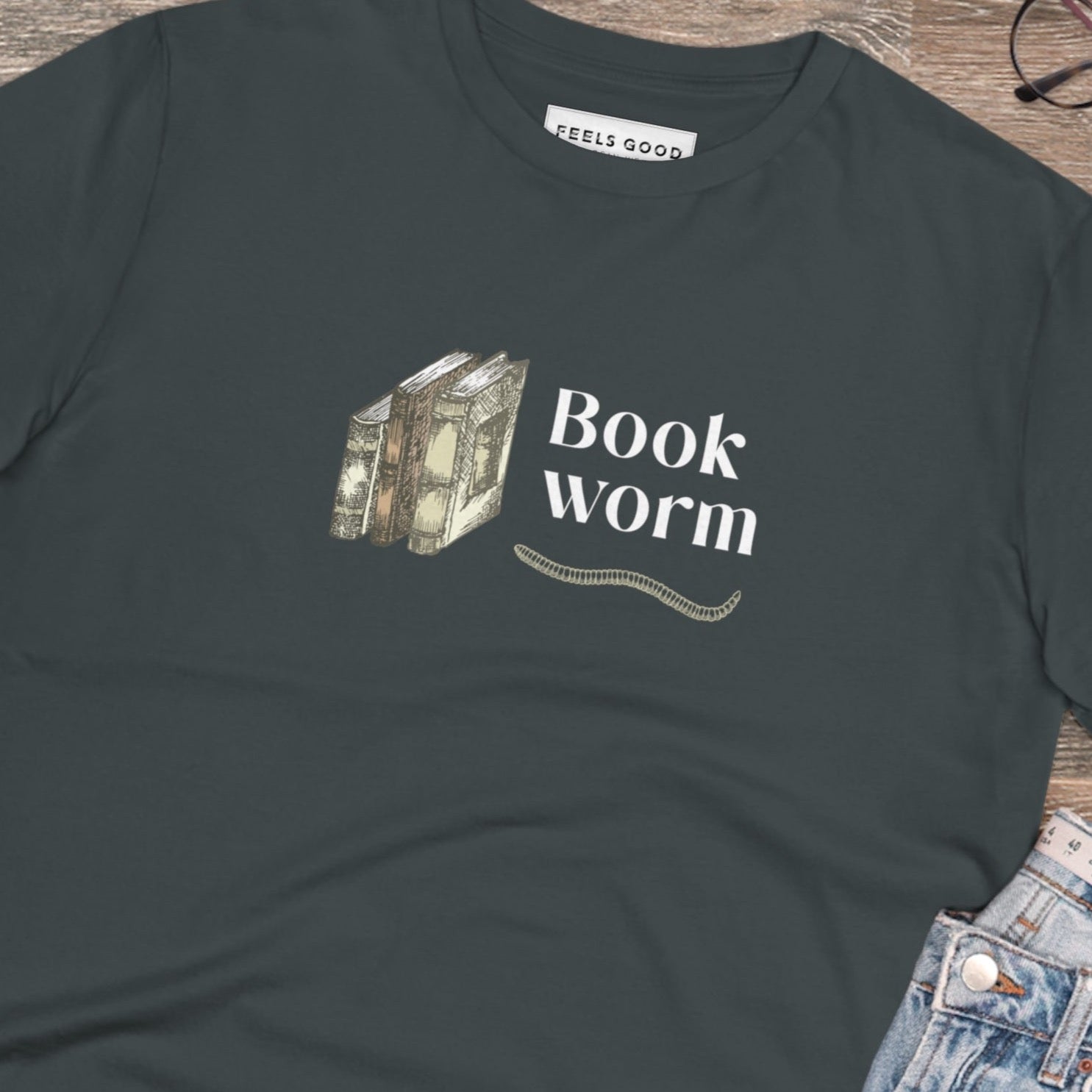 Books 'Bookworm' Organic Cotton T-shirt - Book worm