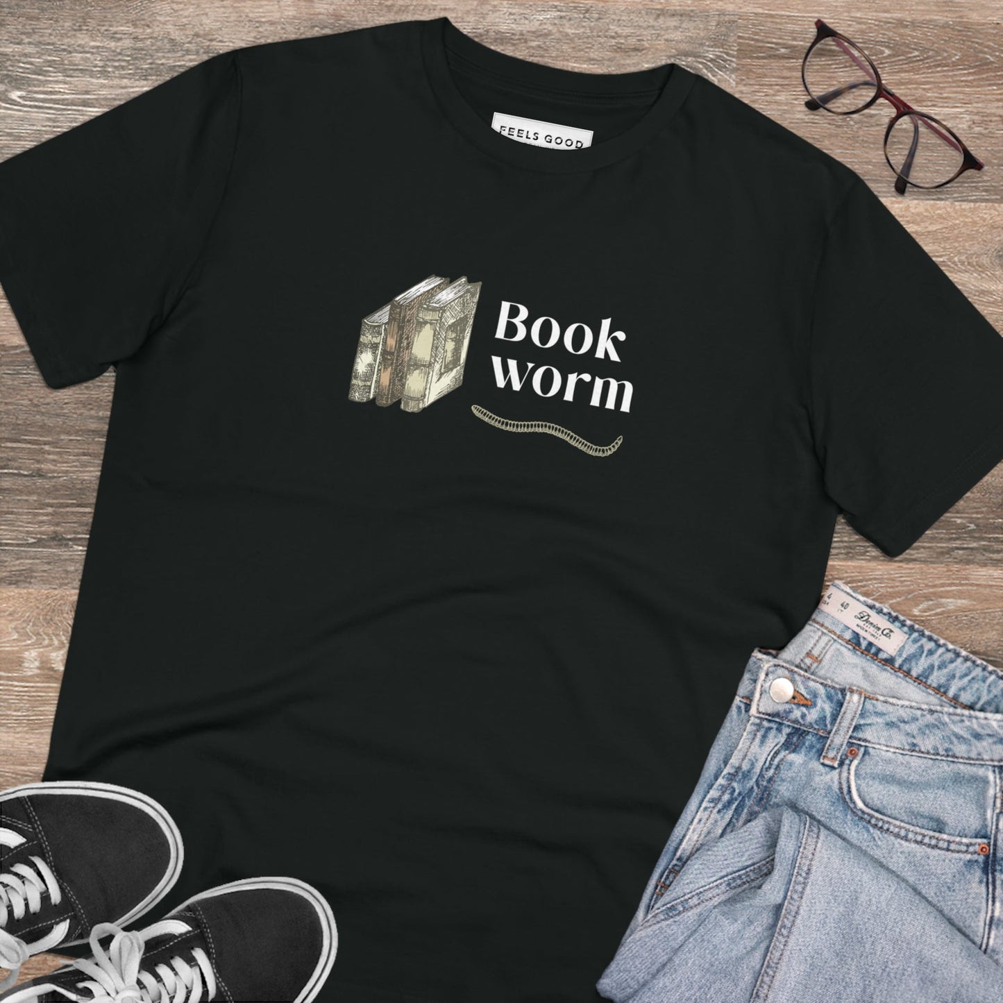 Books 'Bookworm' Organic Cotton T-shirt - Book worm