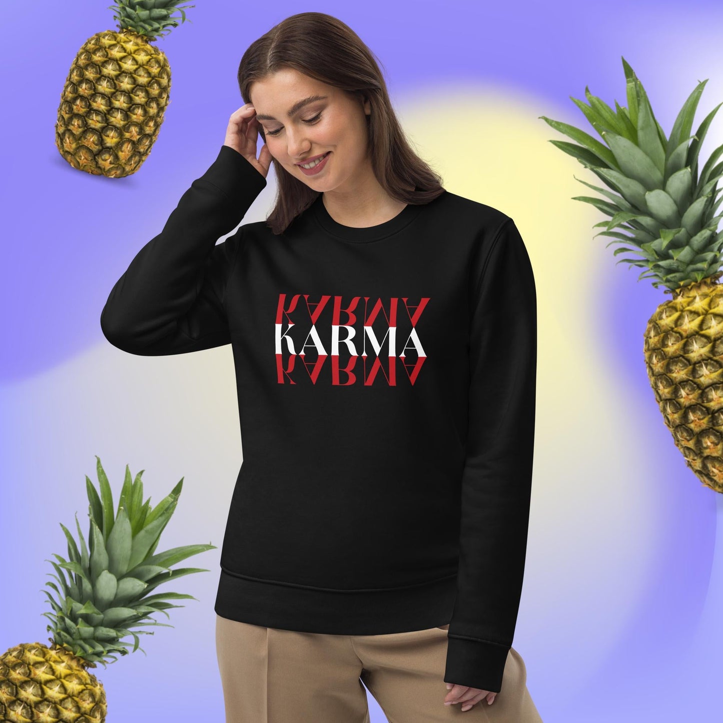 Contemporary 'Karma Karma Karma' Organic Cotton Sweatshirt - Karma