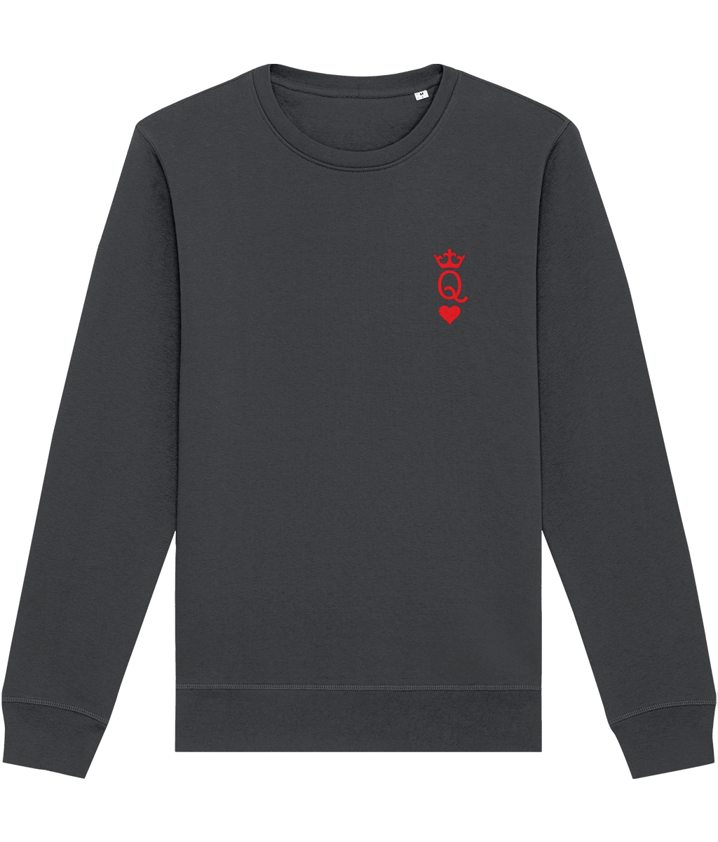 Contemporary 'Queen Of Hearts' Organic Cotton Sweatshirt - Playing Cards Sweatshirt