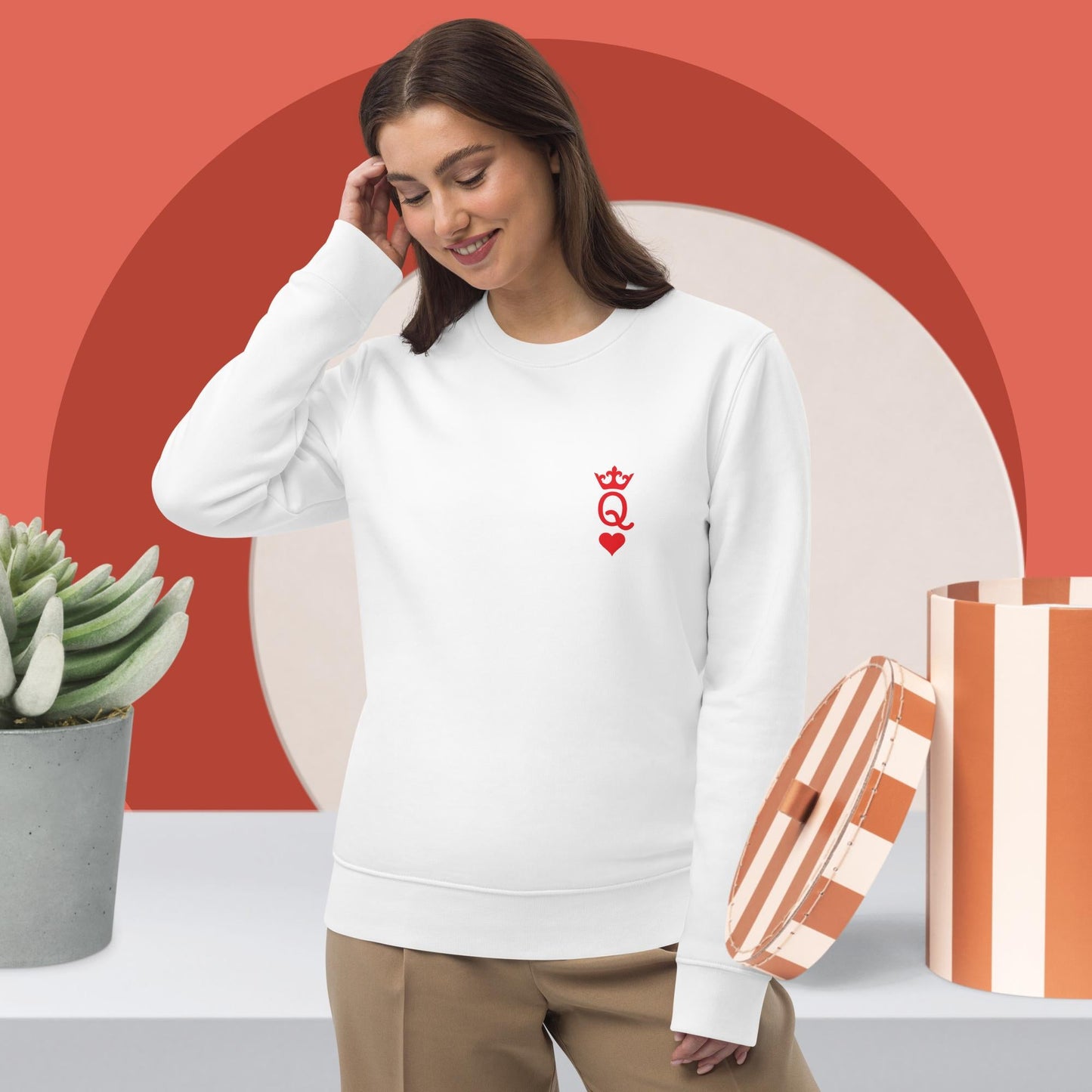 Contemporary 'Queen Of Hearts' Organic Cotton Sweatshirt - Playing Cards Sweatshirt