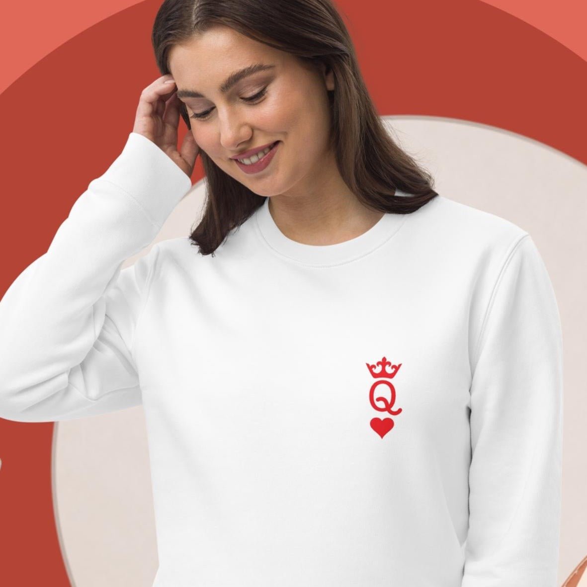 Contemporary 'Queen Of Hearts' Organic Cotton Sweatshirt - Playing Cards Sweatshirt