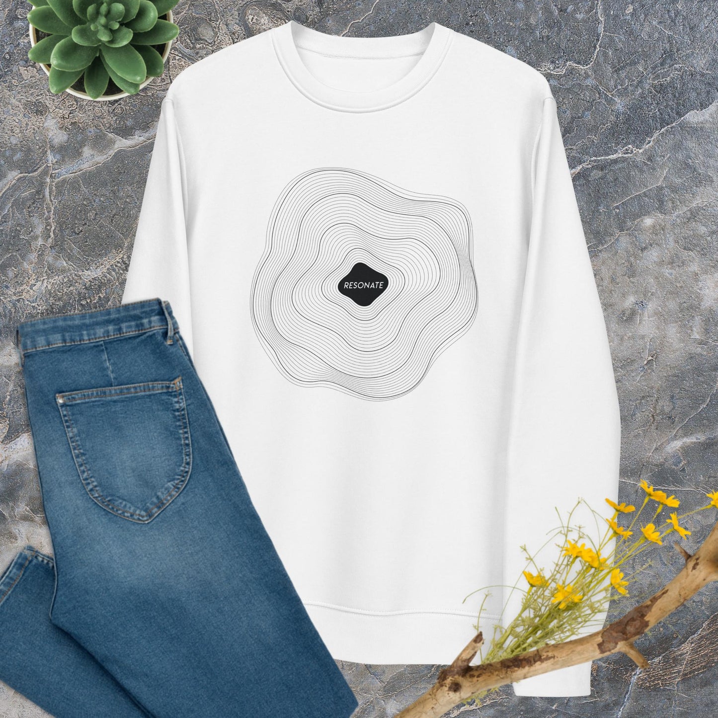 Contemporary 'Resonate' Organic Cotton Sweatshirt - Positive Sweatshirt