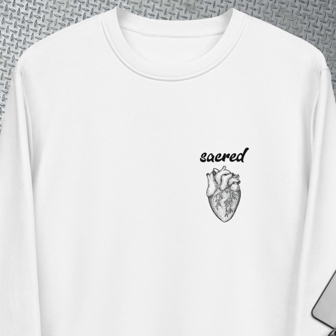 Contemporary 'Sacred Heart' Organic Cotton Sweatshirt - Heart Sweatshirt