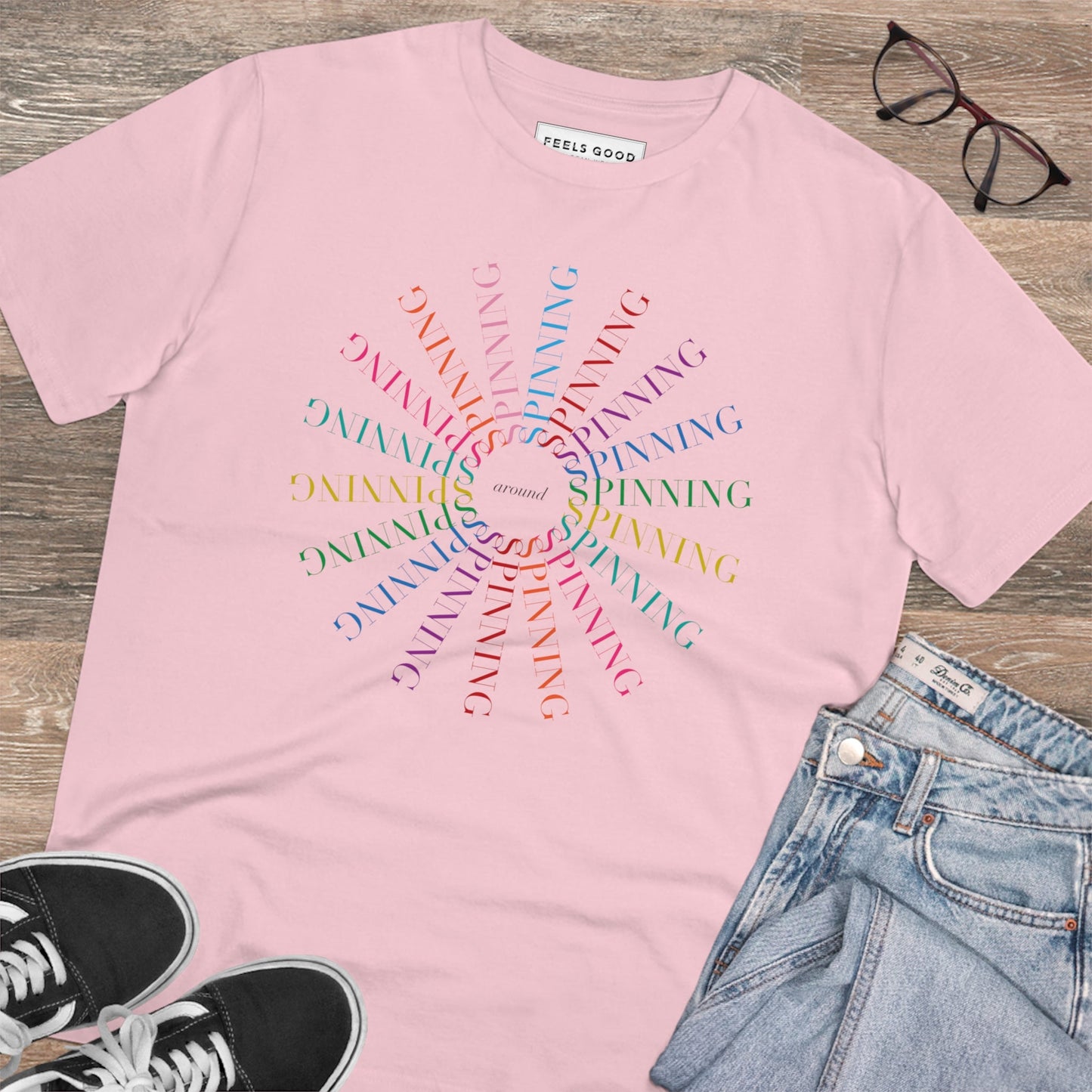 Contemporary 'Spinning Around' Kylie Organic Cotton T-shirt - Fun Tshirt