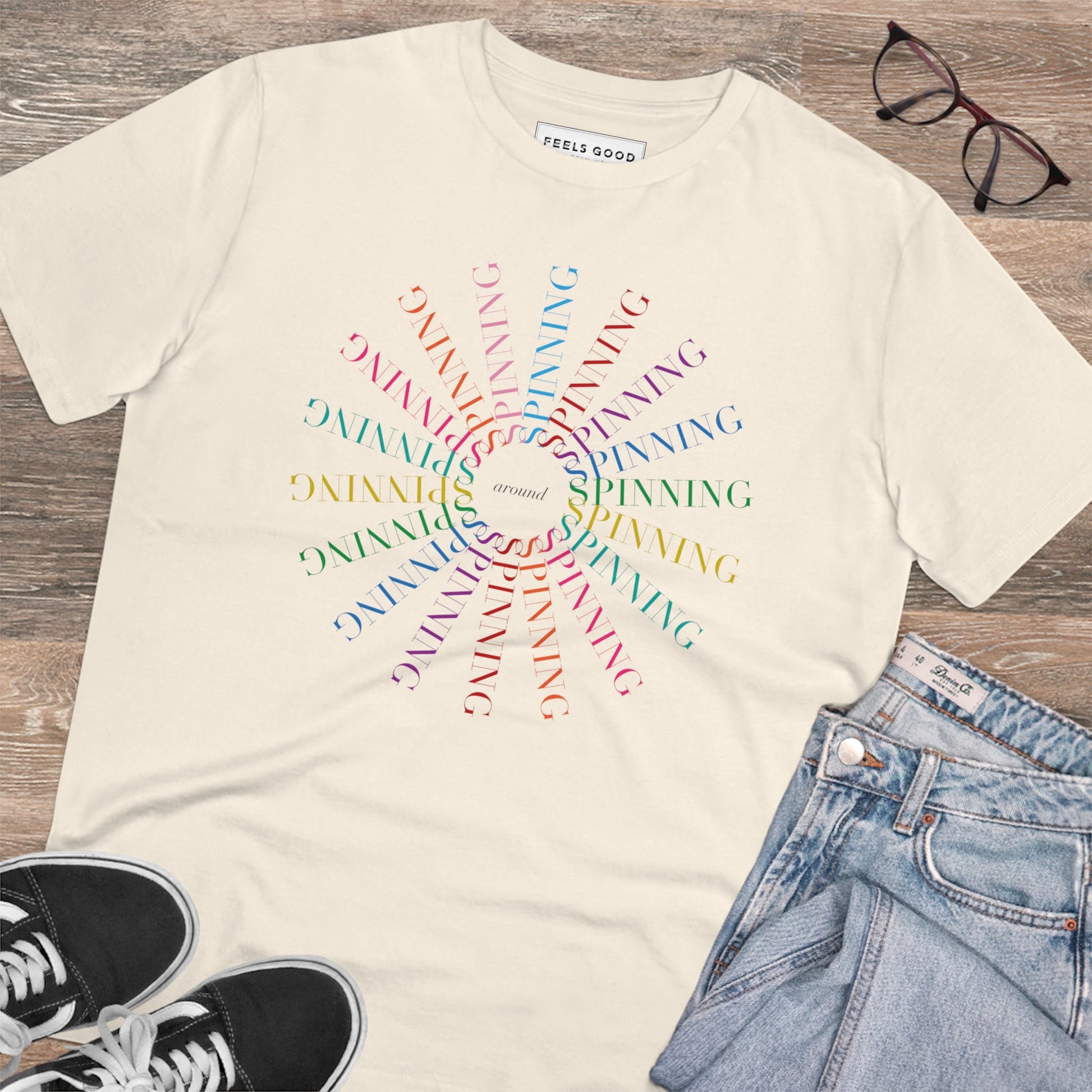 Contemporary 'Spinning Around' Kylie Organic Cotton T-shirt - Fun Tshirt