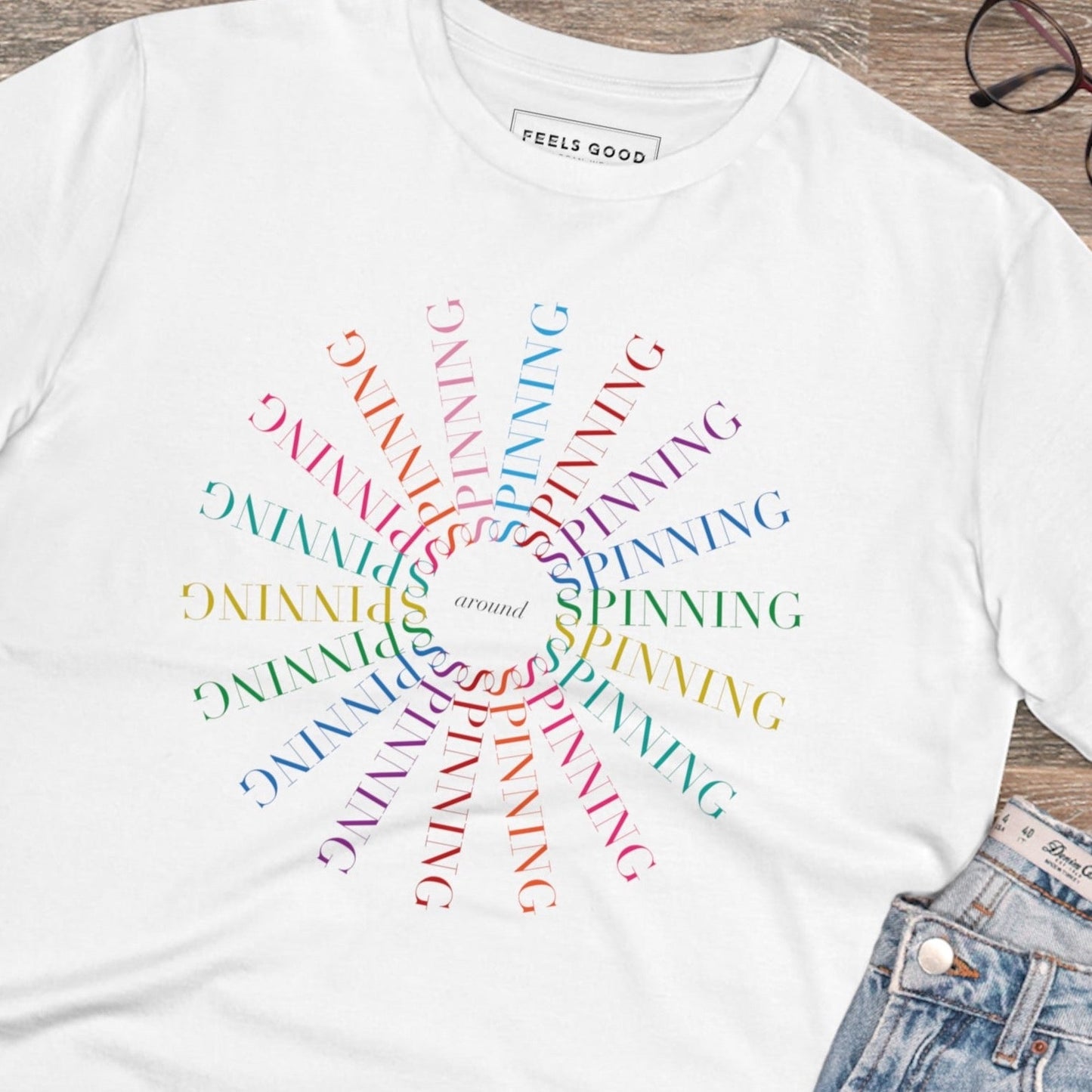 Contemporary 'Spinning Around' Kylie Organic Cotton T-shirt - Fun Tshirt