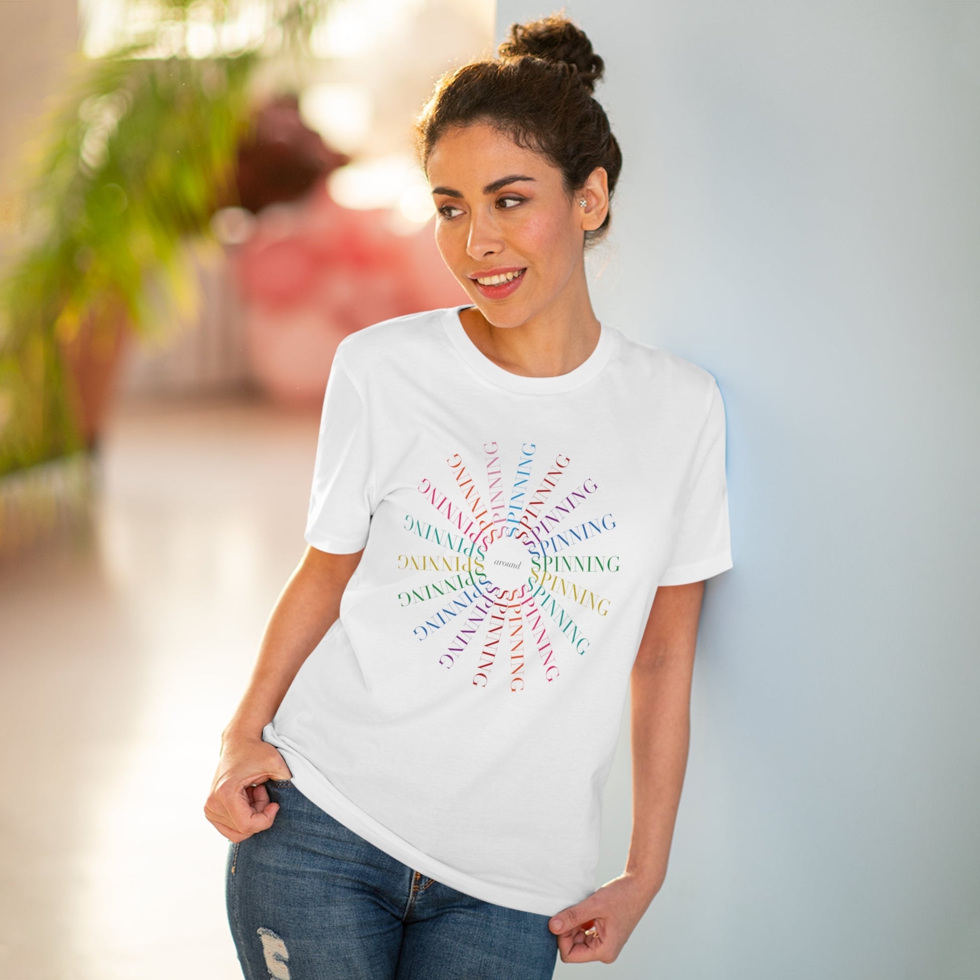 Contemporary 'Spinning Around' Kylie Organic Cotton T-shirt - Fun Tshirt