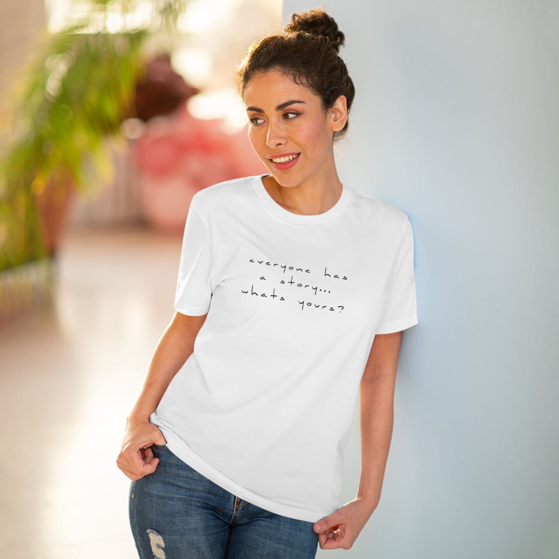 Contemporary 'Tell Your Story' Organic Cotton T-shirt - Fun Tshirt