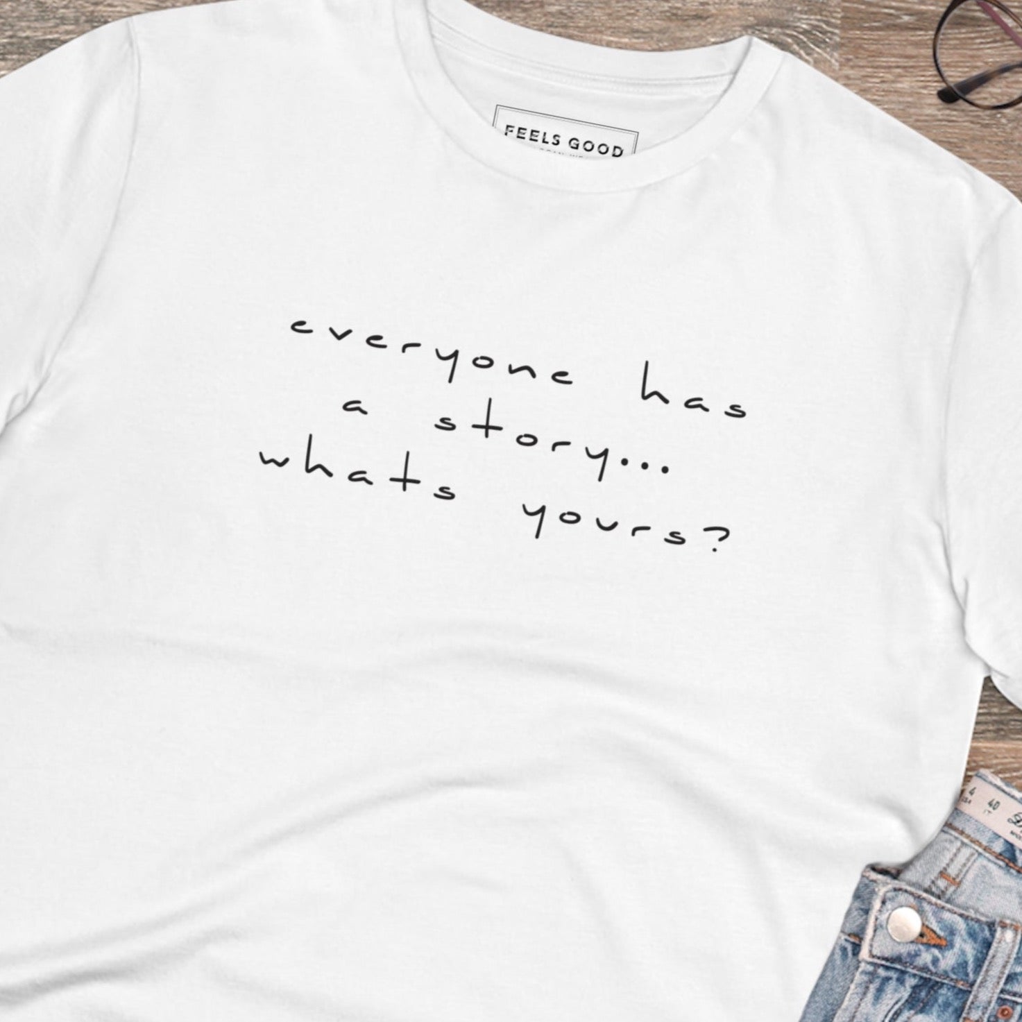 Contemporary 'Tell Your Story' Organic Cotton T-shirt - Fun Tshirt