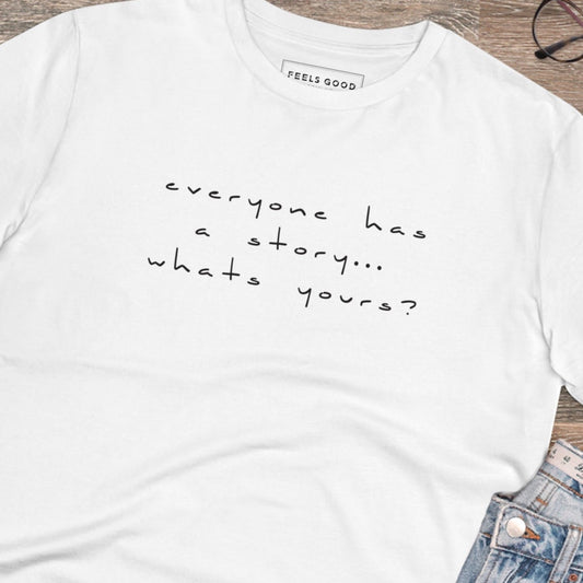 Contemporary 'Tell Your Story' Organic Cotton T-shirt - Fun Tshirt