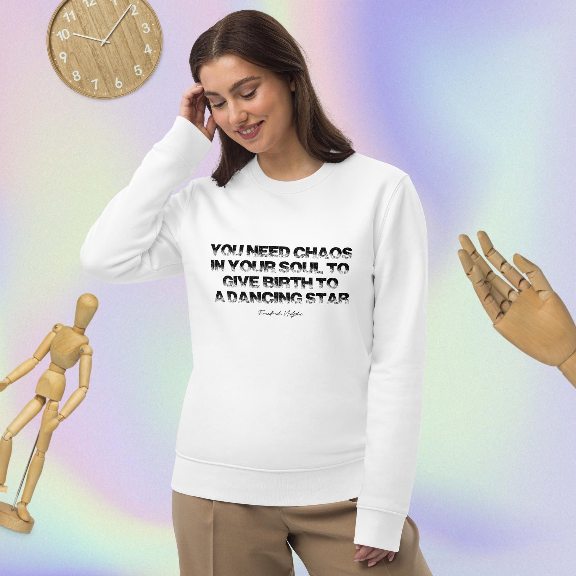 Famous Quotes 'Chaos In Your Soul' Nietsche Organic Cotton Sweatshirt - Eco Sweatshirt