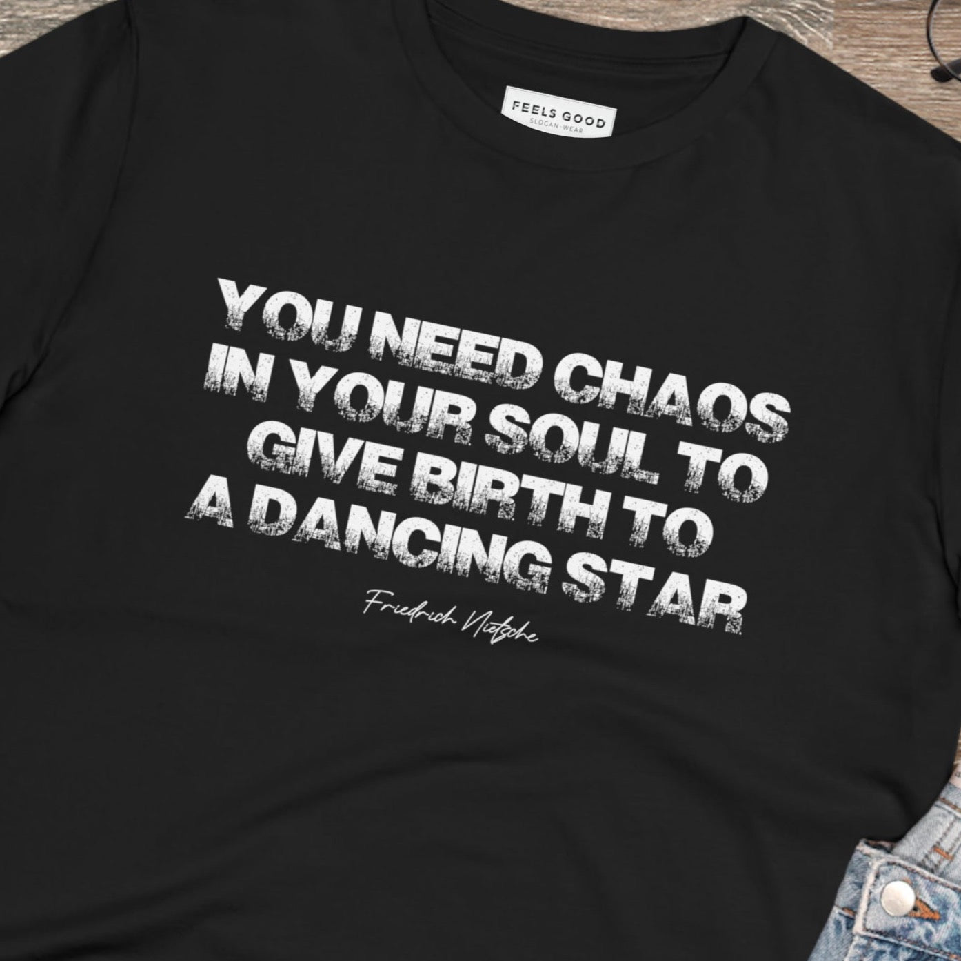 Famous Quotes 'Chaos In Your Soul' Nietzsche Organic Cotton T-shirt - Eco Tee