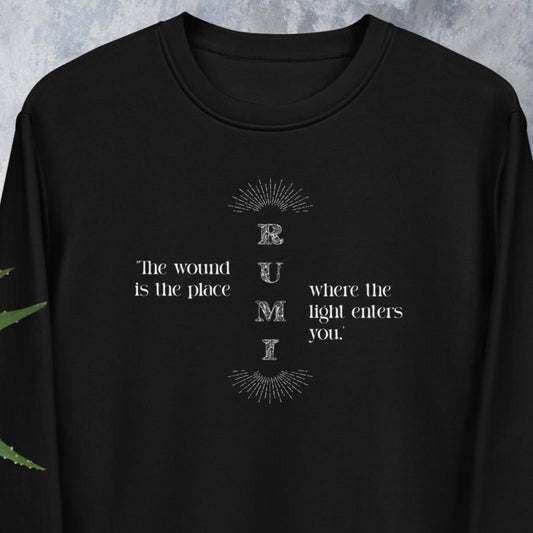 Famous Quotes 'Light Entering' Rumi Organic Cotton Sweatshirt - Quotation Sweatshirt