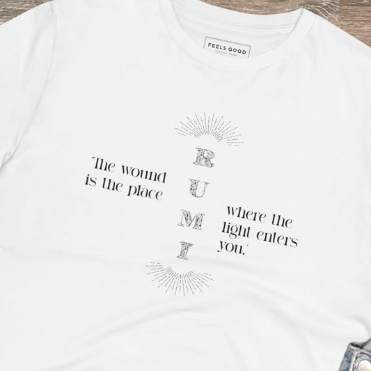 Famous Quotes 'Light Entering' Rumi Organic Cotton T-shirt - Famous Quote Tee