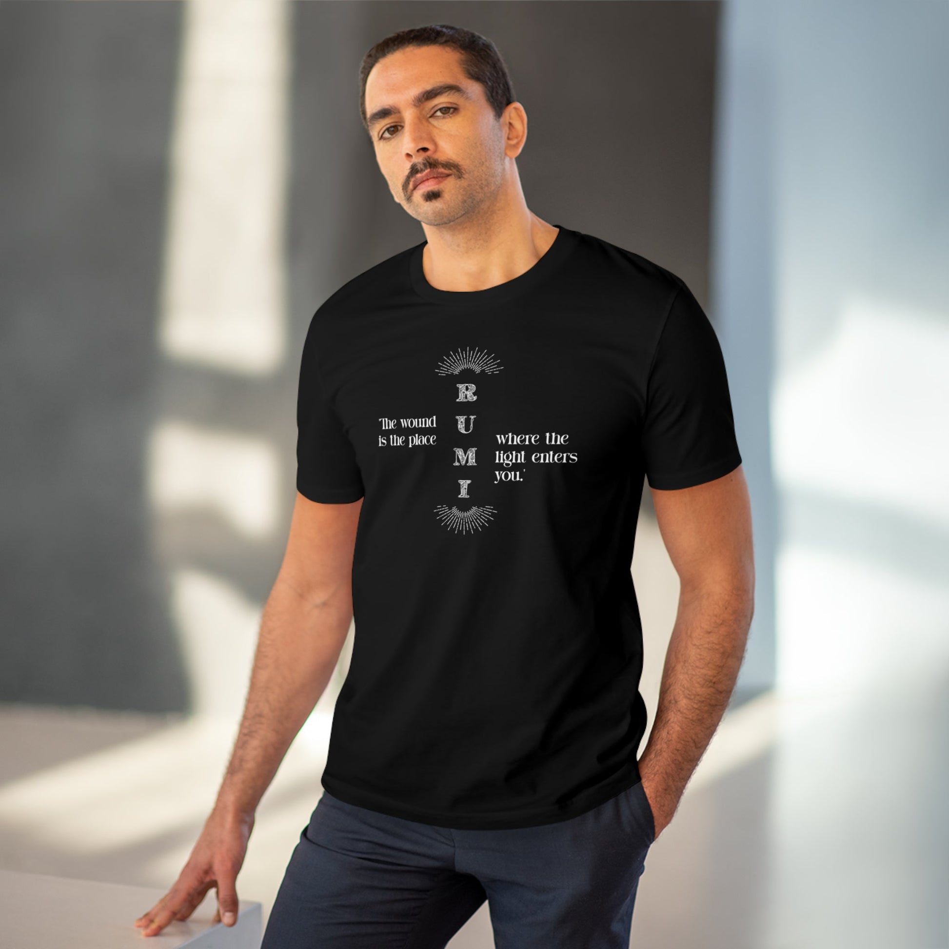 Famous Quotes 'Light Entering' Rumi Organic Cotton T-shirt - Famous Quote Tee