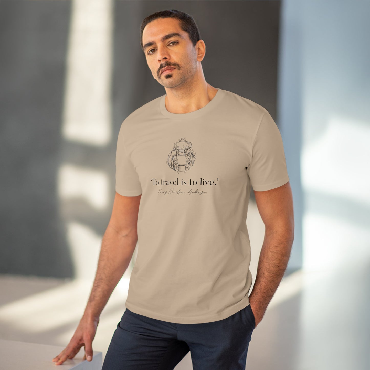 Famous Quotes 'Live To Travel' Hans Christian Organic Cotton T-shirt - Earth Tshirt