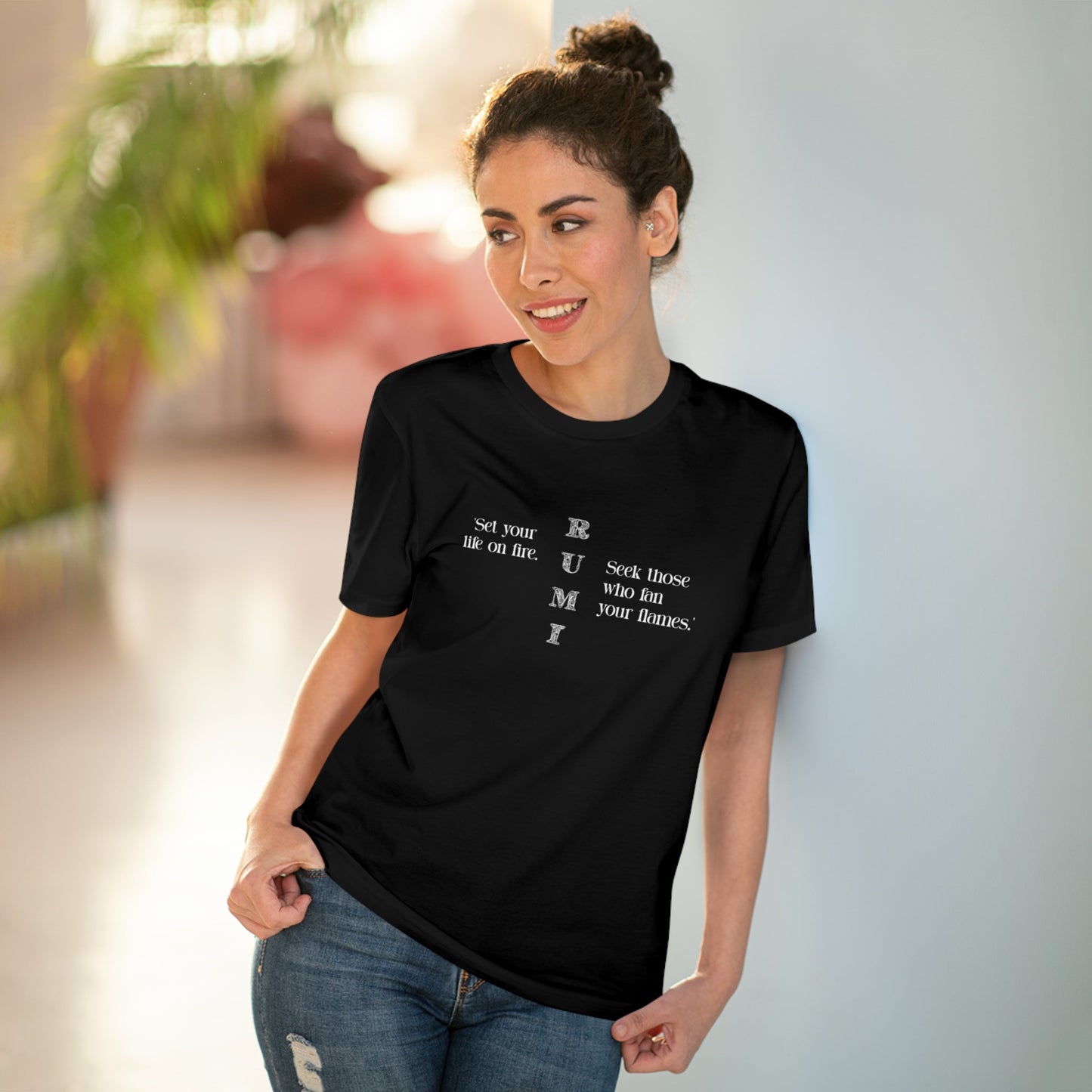 Famous Quotes 'On Fire' Rumi Organic Cotton T-shirt - Famous Quote Tee