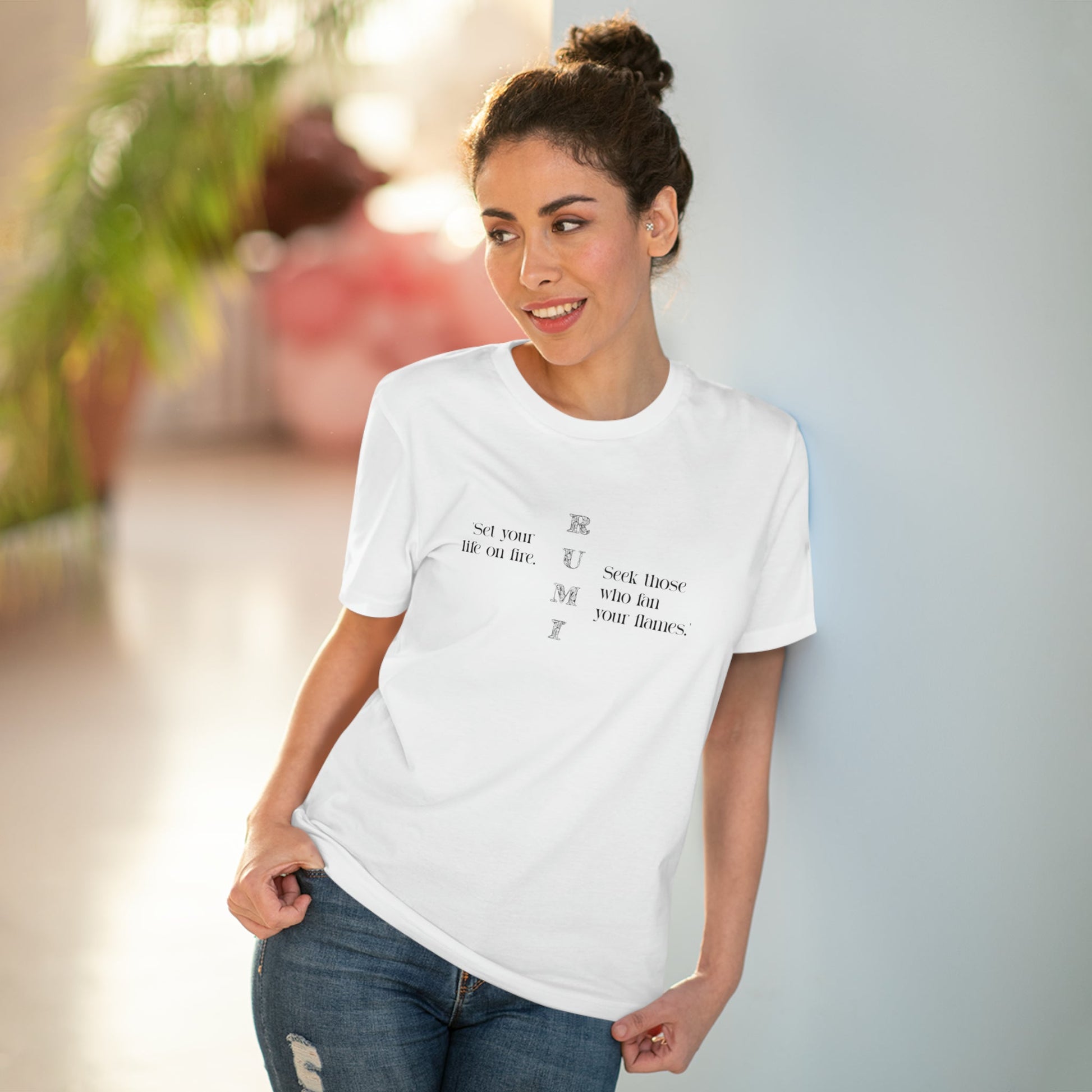 Famous Quotes 'On Fire' Rumi Organic Cotton T-shirt - Famous Quote Tee