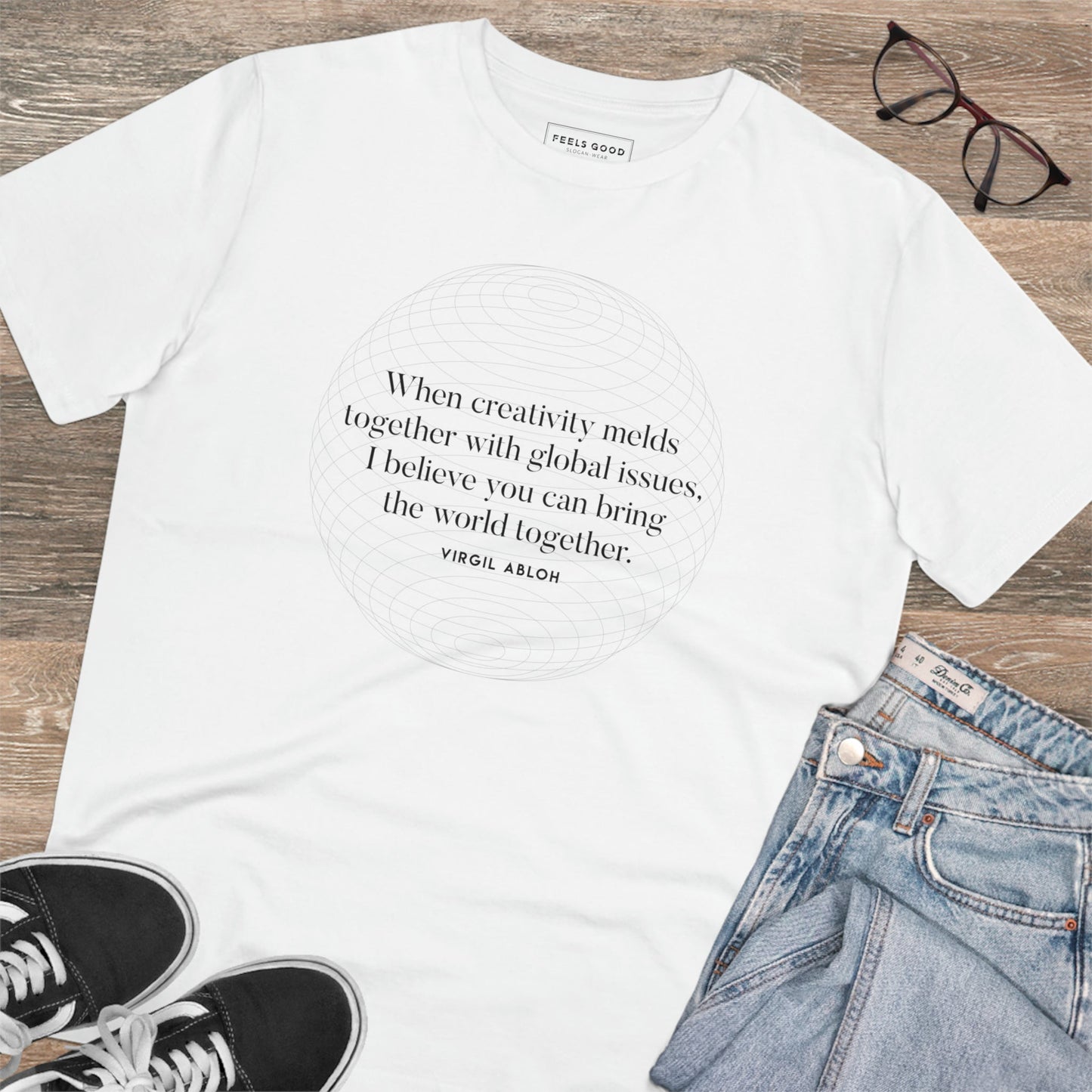 Famous Quotes 'One World' Virgil Organic Cotton T-shirt - Famous Quote Tee