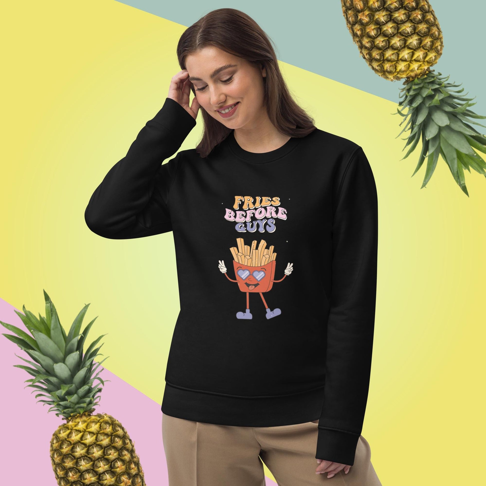 Feminist 'Fries Before Guys' Organic Cotton Sweatshirt - Feminism