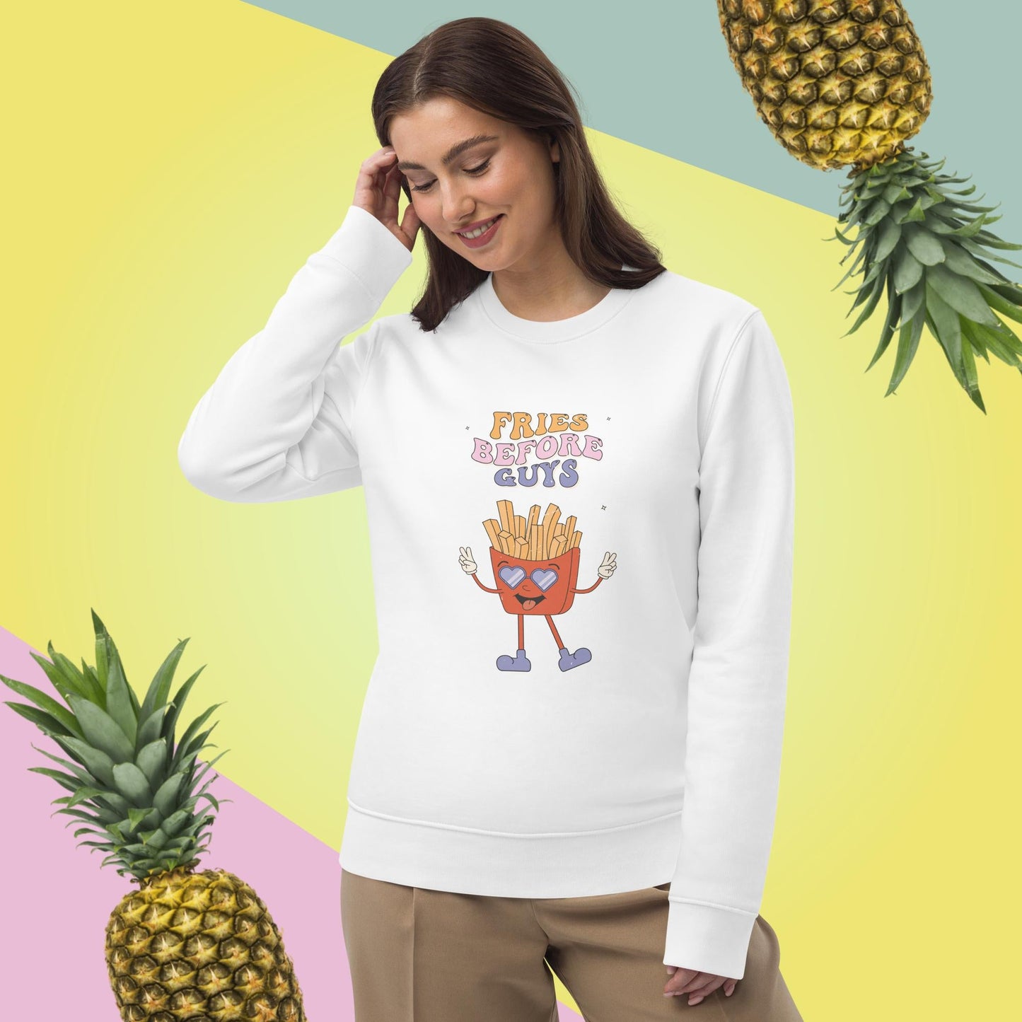 Feminist 'Fries Before Guys' Organic Cotton Sweatshirt - Feminism