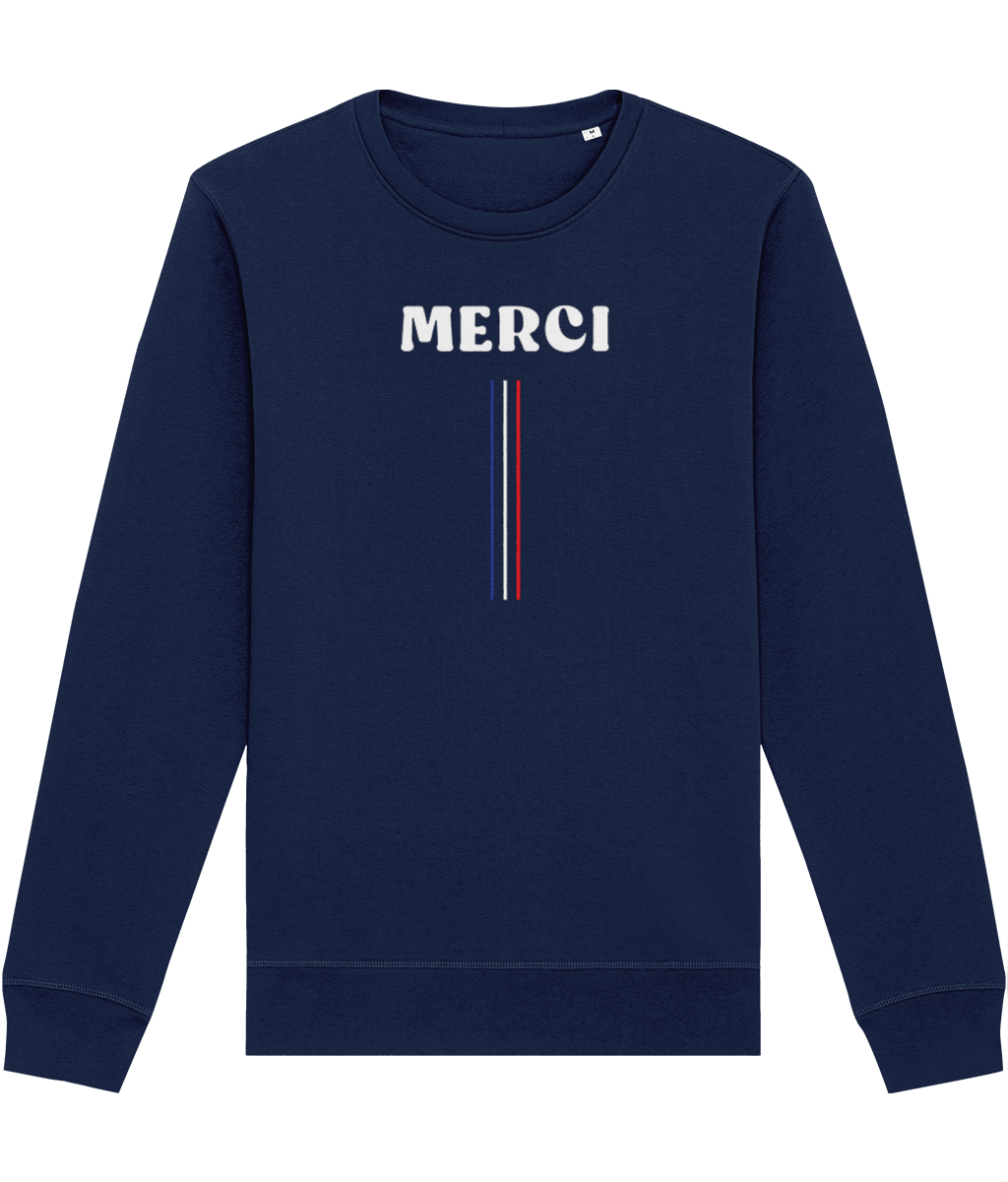 Francophile 'Thanks' Organic Cotton Sweatshirt - French Gift