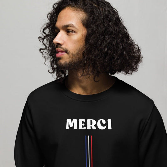 Francophile 'Thanks' Organic Cotton Sweatshirt - French Gift