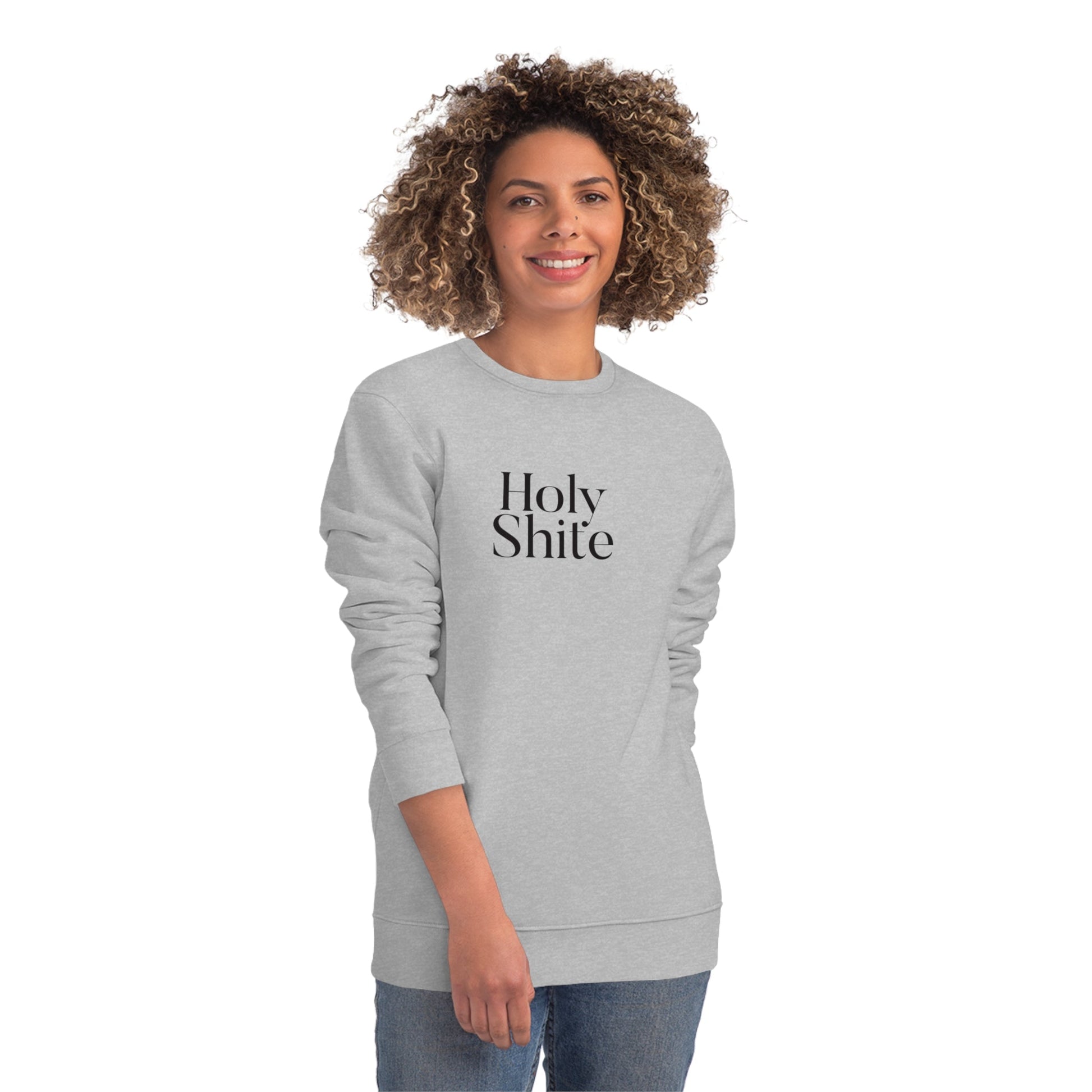 Glaswegian Slang Holy Shite Organic Cotton Sweatshirt featuring bold Scottish slang design, perfect for language lovers