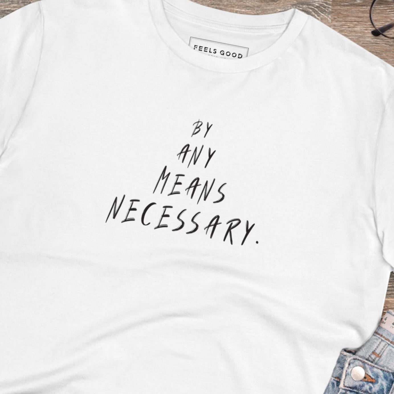 Malcolm X 'By Any Means Necessary' Organic Cotton T-shirt - Cool Tshirt