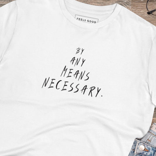 Malcolm X 'By Any Means Necessary' Organic Cotton T-shirt - Cool Tshirt