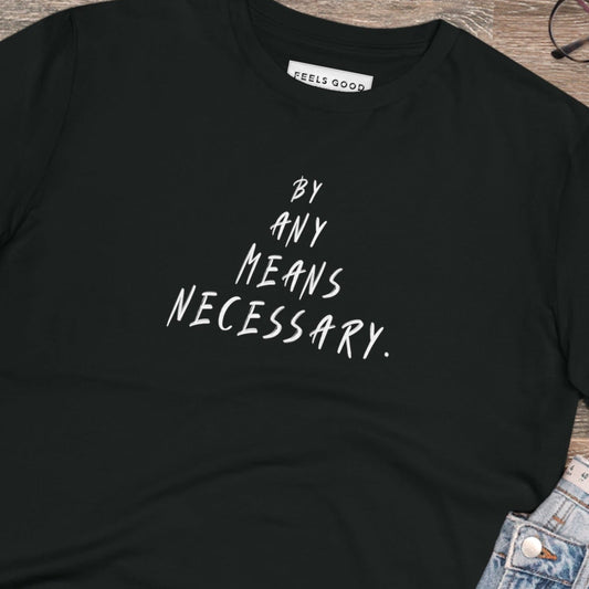 Malcolm X 'By Any Means Necessary' Organic Cotton T-shirt - Cool Tshirt