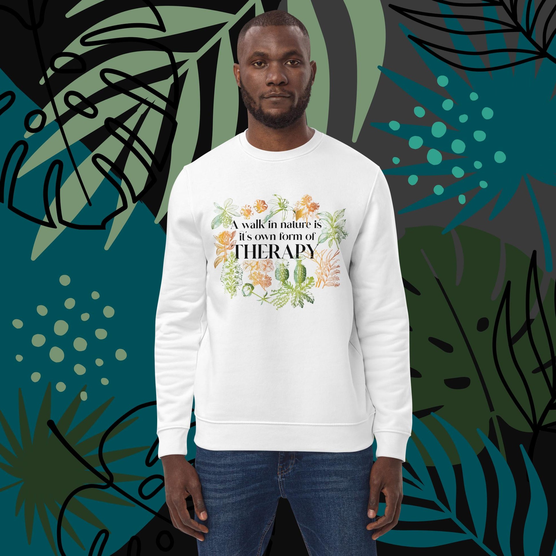 Meditation 'Walk In Nature Therapy' Organic Cotton Sweatshirt - Fun Sweatshirt