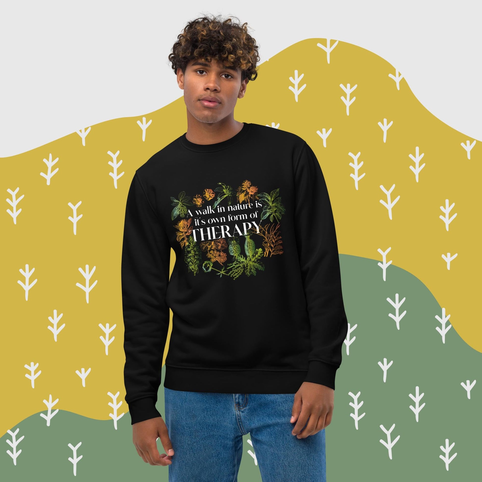 Meditation Walk in Nature Therapy Organic Cotton - Travel Quote Sweatshirt