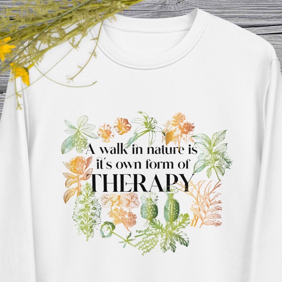 Meditation 'Walk In Nature Therapy' Organic Cotton Sweatshirt - Fun Sweatshirt