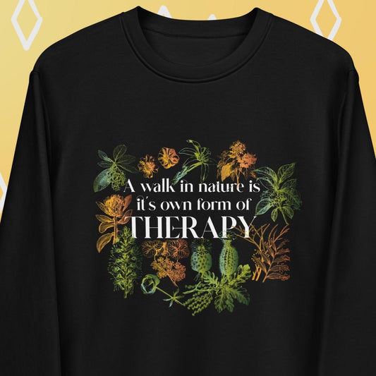 Meditation 'Walk In Nature Therapy' Organic Cotton Sweatshirt - Fun Sweatshirt