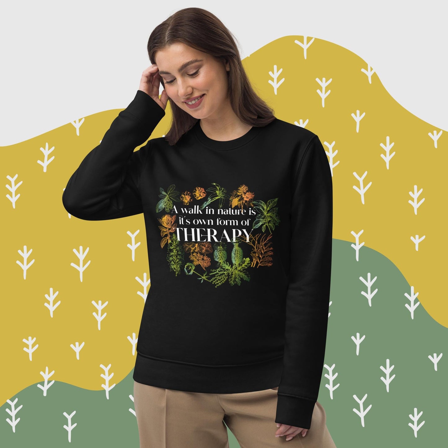 Meditation 'Walk In Nature Therapy' Organic Cotton Sweatshirt - Fun Sweatshirt