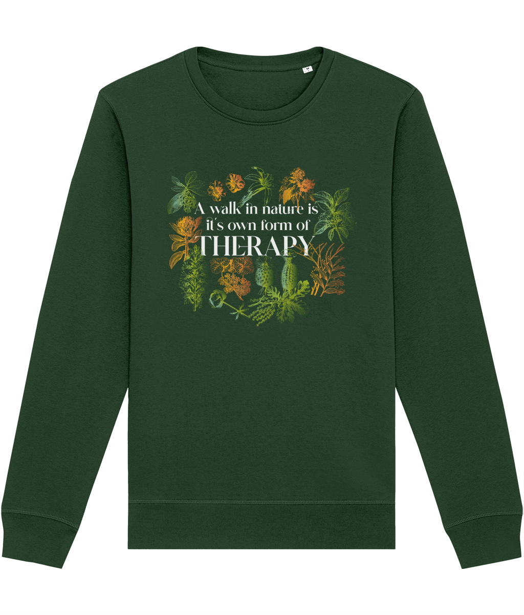 Meditation 'Walk In Nature Therapy' Organic Cotton Sweatshirt - Green Sweatshirt