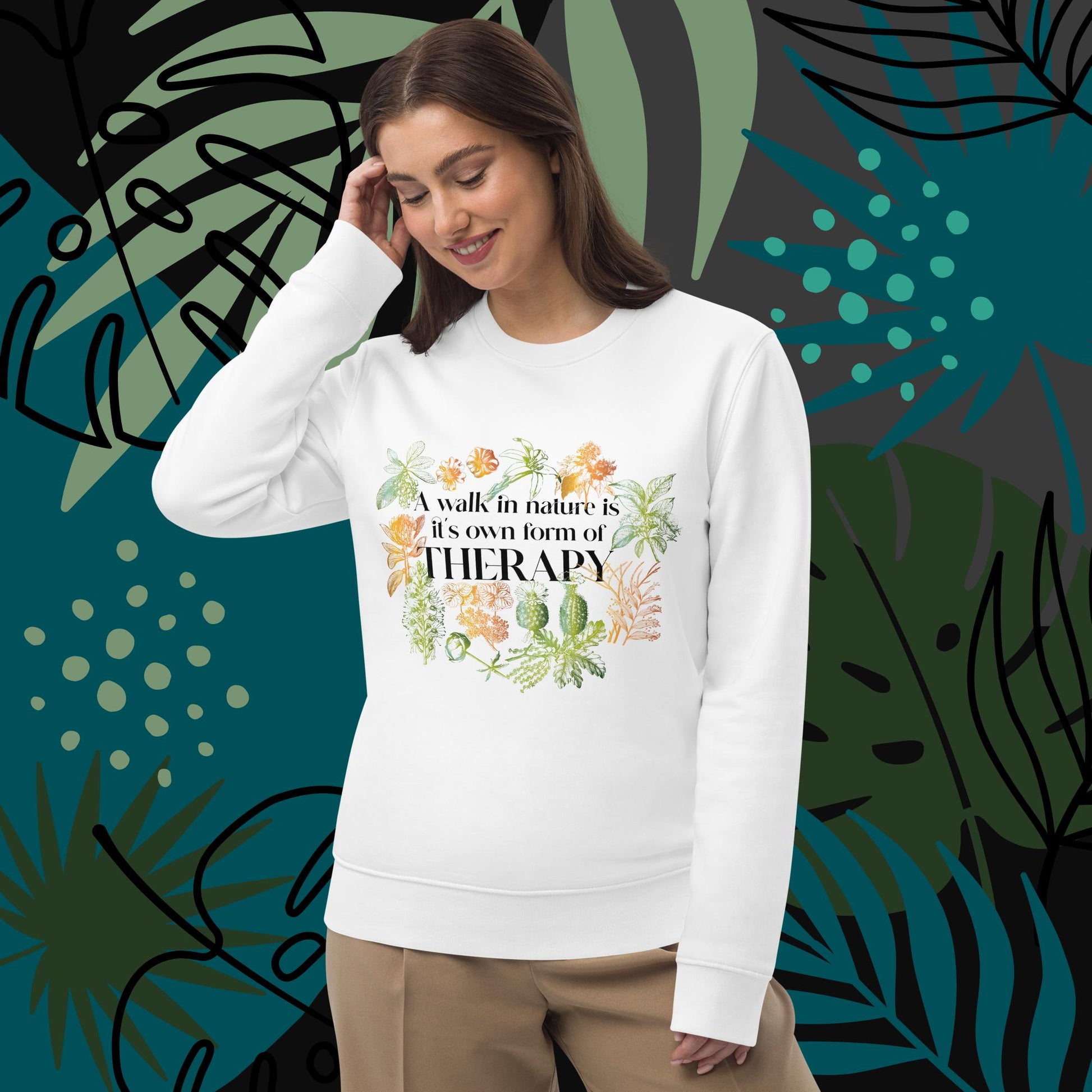 Meditation 'Walk In Nature Therapy' Organic Cotton Sweatshirt - Fun Sweatshirt