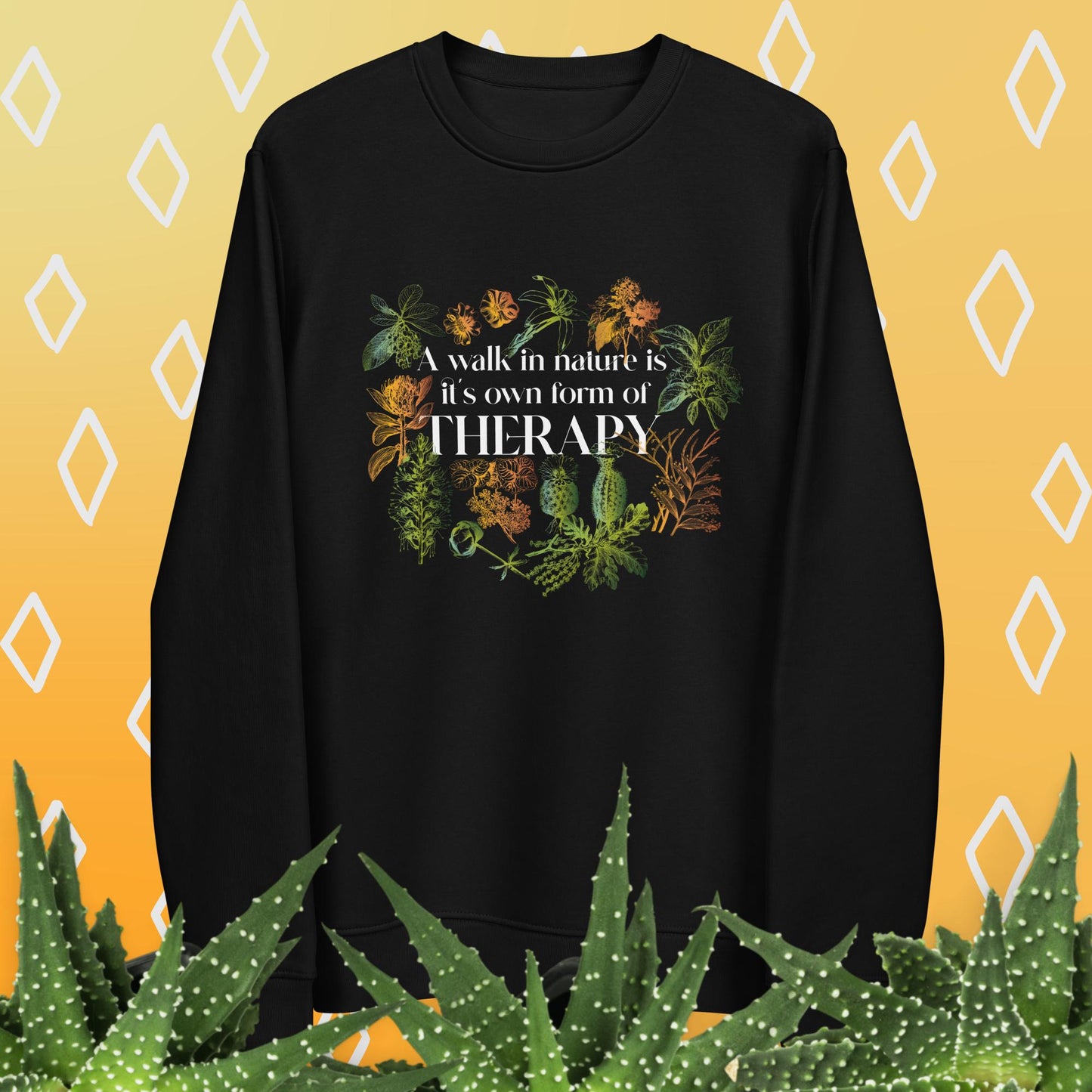 Meditation 'Walk In Nature Therapy' Organic Cotton Sweatshirt - Fun Sweatshirt