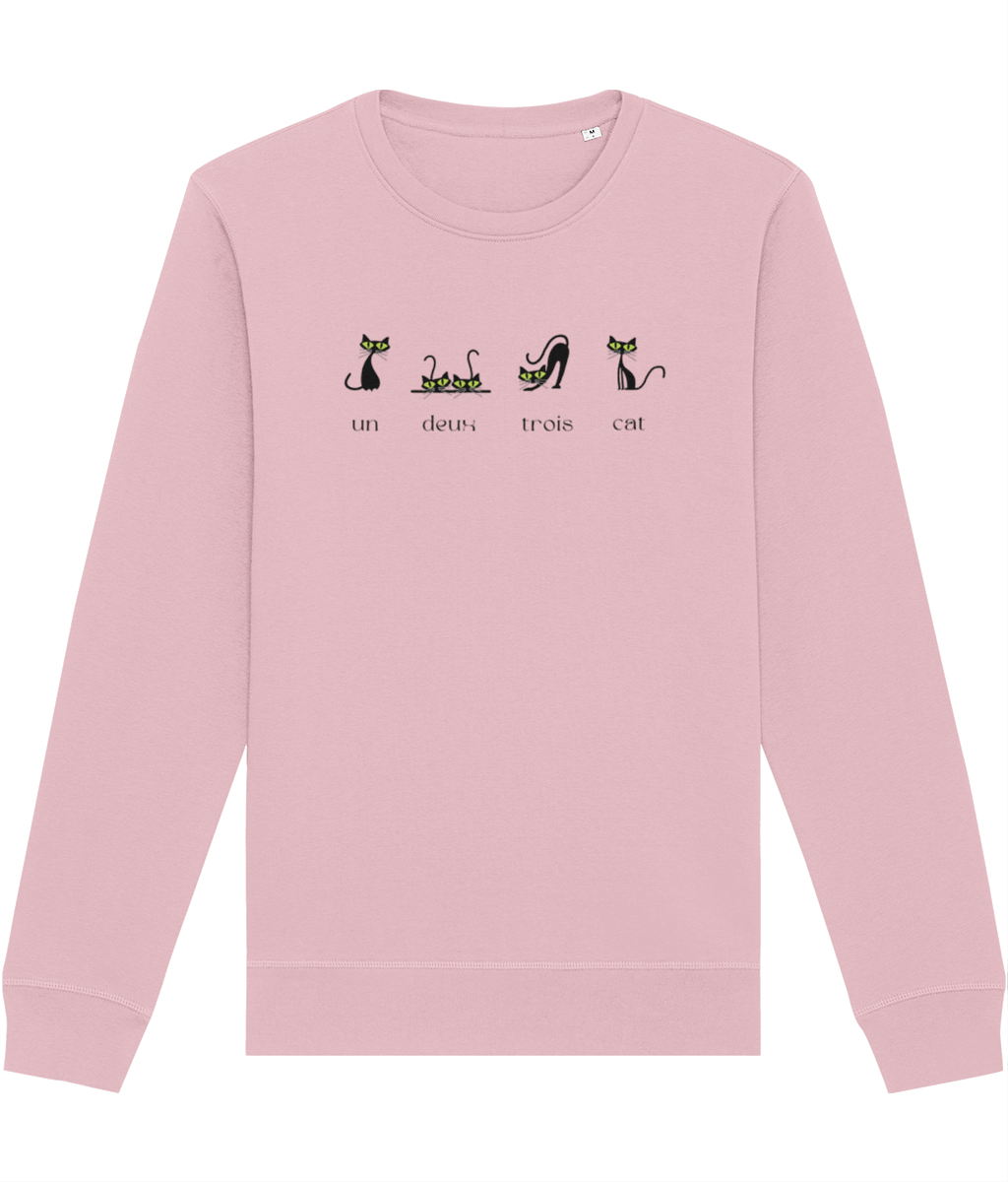 Organic Cotton '4 French Cats' Funny Sweatshirt - Cat Sweatshirt