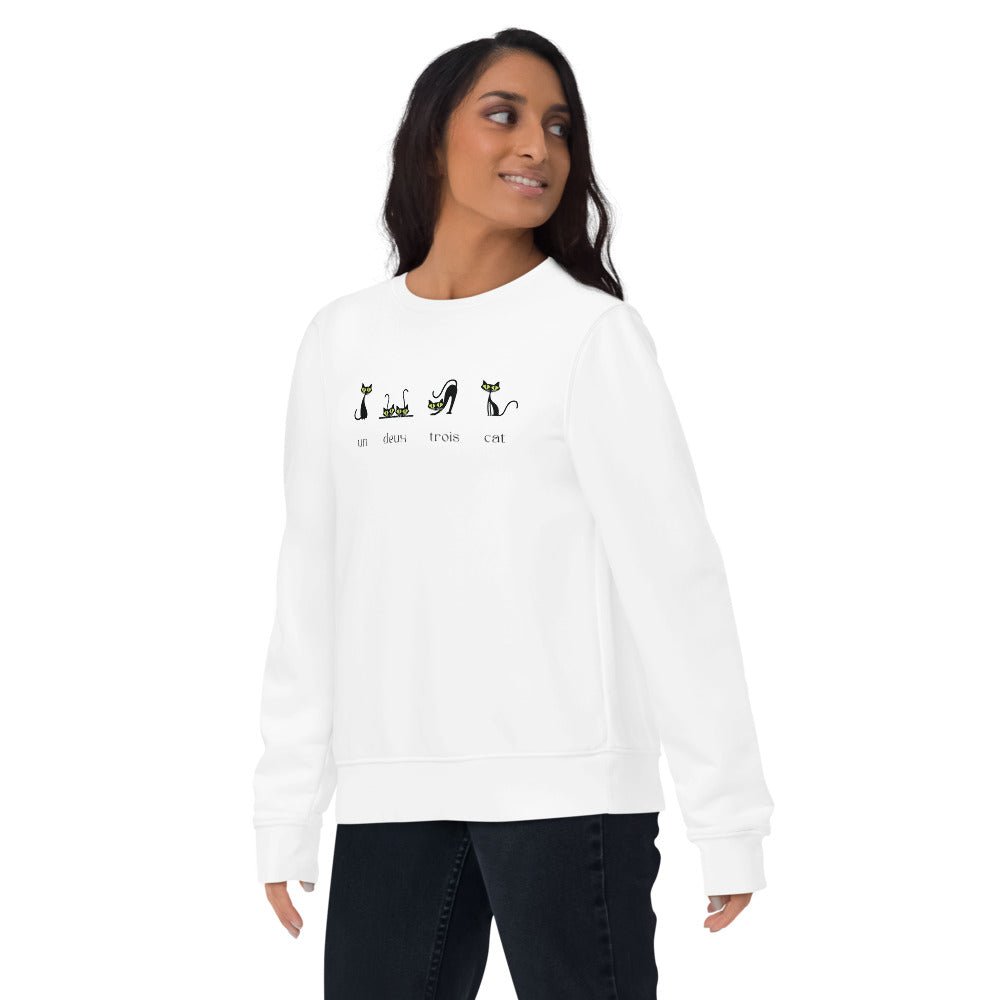 Organic Cotton '4 French Cats' Funny Sweatshirt - Cat Sweatshirt