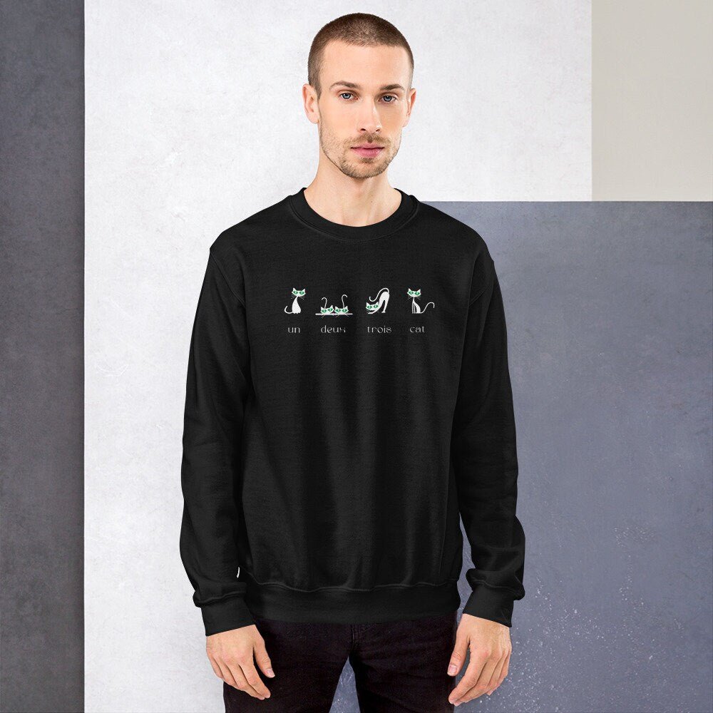 Organic Cotton '4 French Cats' Funny Sweatshirt - Cat Sweatshirt