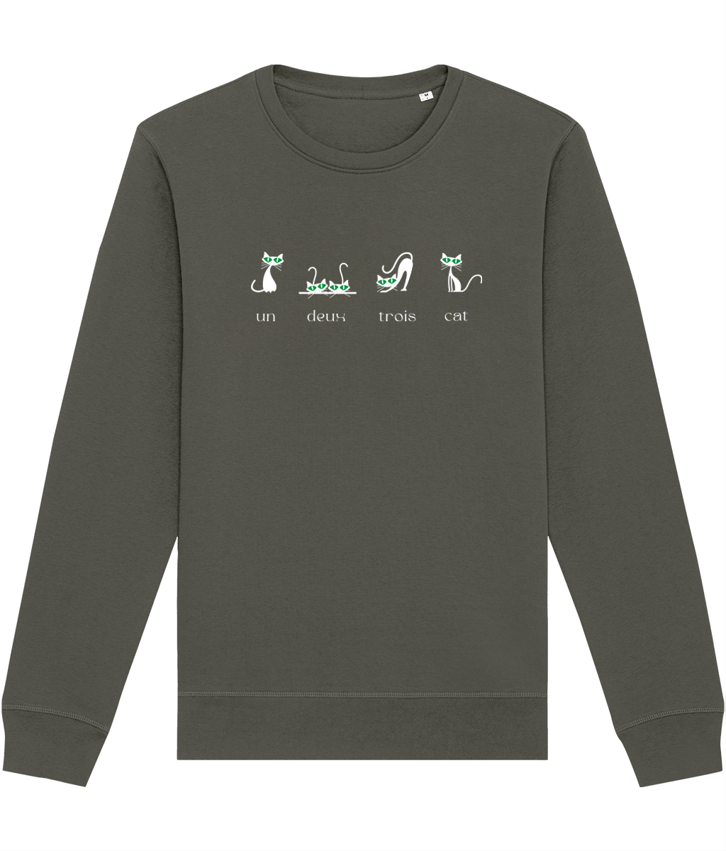 Organic Cotton '4 French Cats' Funny Sweatshirt - Cat Sweatshirt