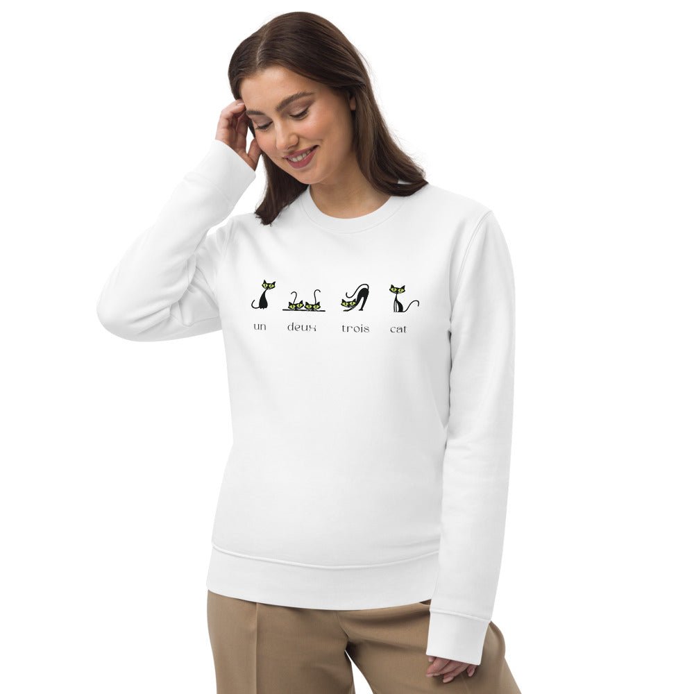 Organic Cotton '4 French Cats' Funny Sweatshirt - Cat Sweatshirt