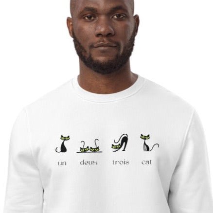 Organic Cotton '4 French Cats' Funny Sweatshirt - Cat Sweatshirt