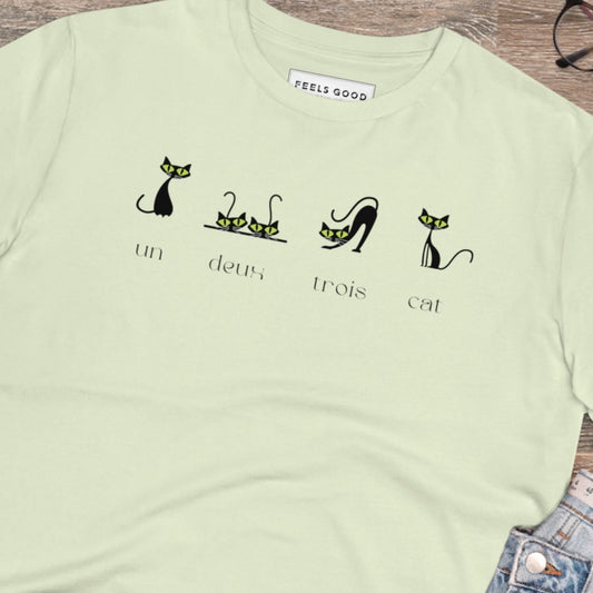 Organic Cotton '4 French Cats' Funny T-shirt - Fun Cat T shirt