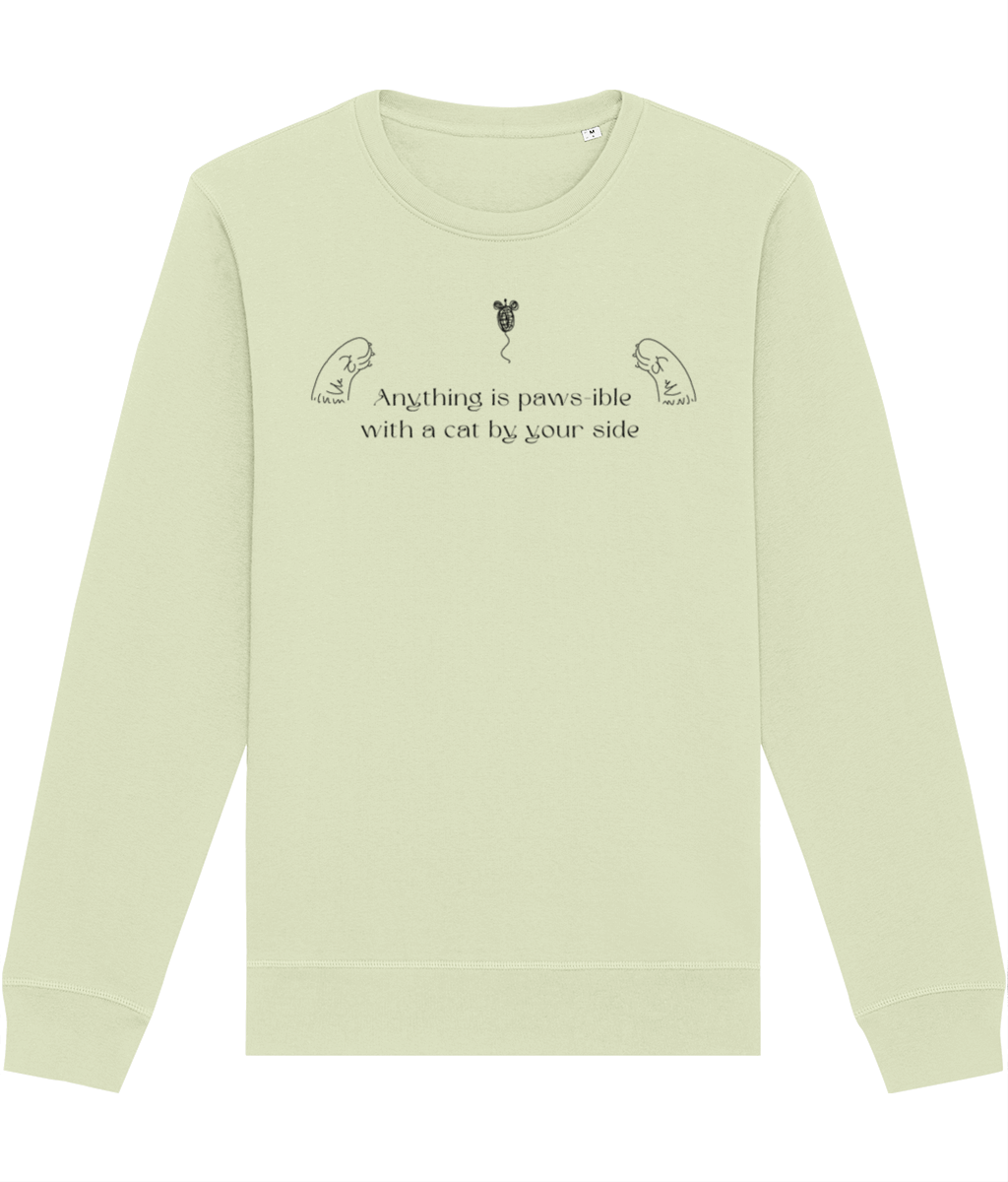 Organic Cotton 'Anything is Pawsible' Funny Cat Sweatshirt - Cat Sweatshirt