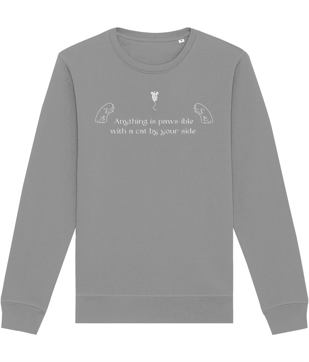 Organic Cotton 'Anything is Pawsible' Funny Cat Sweatshirt - Cat Sweatshirt