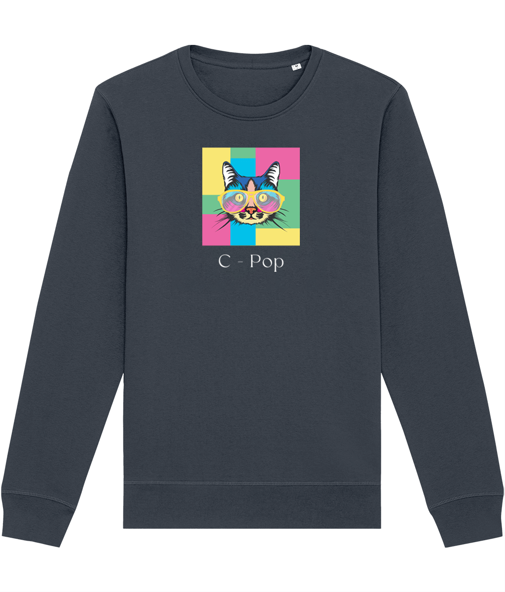 Organic Cotton 'C-Pop' Funny Cat Sweatshirt - Cat Sweatshirt